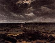 Caspar David Friedrich, Seashore with Shipwreck by Moonlight
